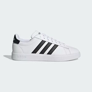 Adidas Men's Grand Court Base Tennis Shoes EE7904 White Black Dark‎ Blue Sz 7.5